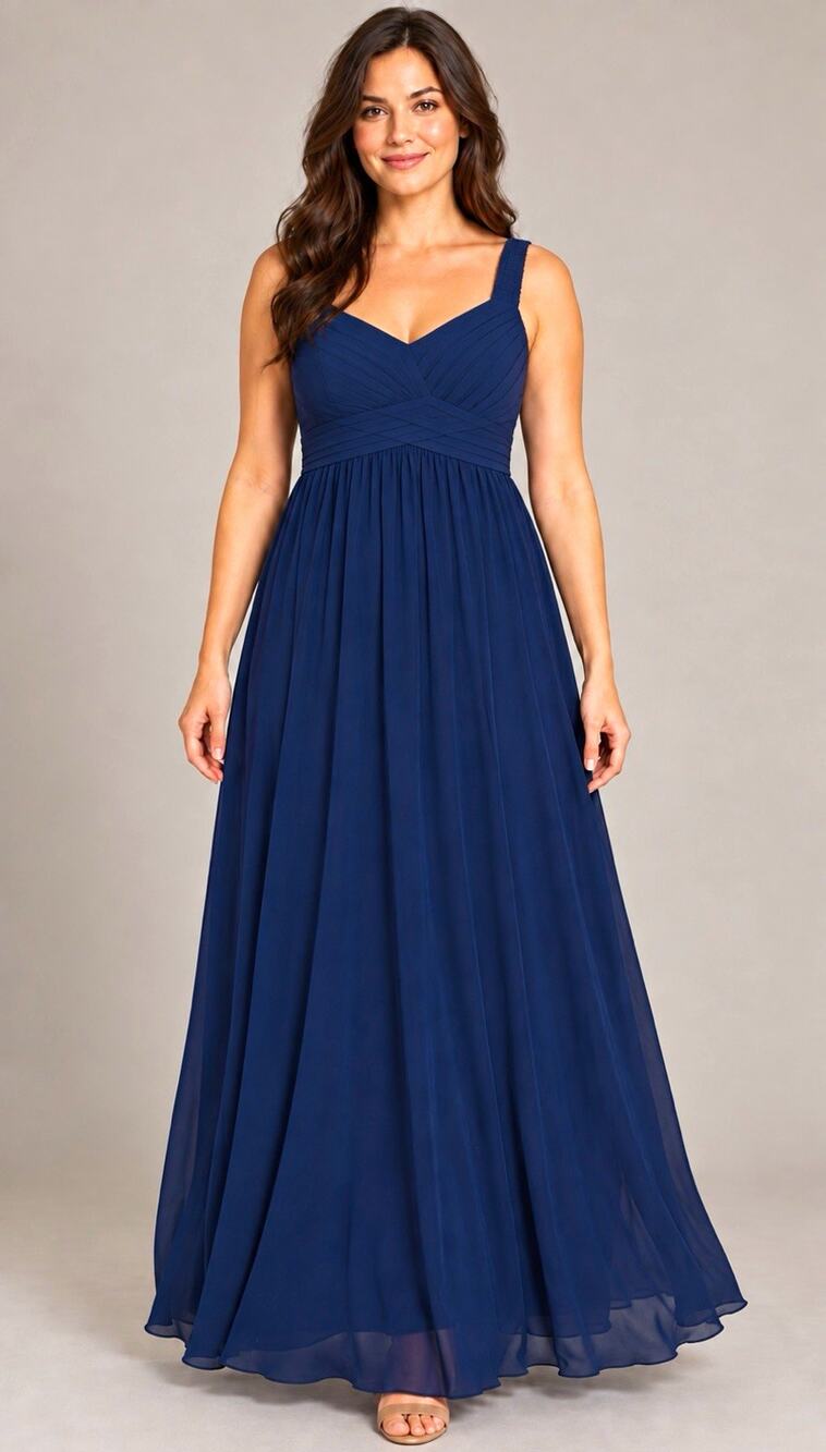 DSA Fashion Group Women’s Size L Blue Chiffon V-Neck Sleeveless Maxi Dress